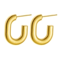 Polished gold-plated U-shaped chunky hoop earrings with a smooth mirror finish - Gold U-Shape Thick Hoop