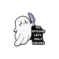 Pin's fantôme avec couteau et slogan humoristique No Spoons Left Only Knives en émail - Style Fantôme avec Couteau (QHXZ2888)