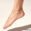 Zweilagiges goldenes Fußkettchen mit Muschelperle am Knöchel, Modell JAK540 - Gold (JAK540)