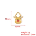 Detailed view of gold reindeer charm dimensions 16mm height with red enamel nose - Small Deer Head Style (4#)