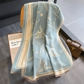 French style light blue cashmere shawl with Paris Eiffel Tower pattern and tassels - Blue Eiffel Tower(10113)