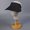 Detail view of wide-brimmed black sun visor with elastic band on mannequin head - M (56-58cm) / Black