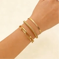 Dreiteiliges goldenes verstellbares Armband-Set mit Schlangen- und Büroklammerketten - 3-teiliges Set-Stil (WG-0375)