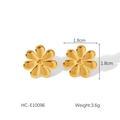 Detailed dimensions of 18K gold flower stud earrings weighing 3.6g and measuring 1.8cm - Six-Petal Flower (HC-E10096)
