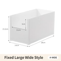 White minimalist under-sink storage box with front opening, size 28x14x15.2cm, model #4406 - Fixed Large Wide Storage Box (4406)