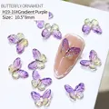 Purple and yellow gradient butterfly nail charms with gold edges, size 10.5x8mm - 10.5*8mm / Gradient Purple