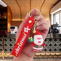 Santa Claus PVC keychain with red silicone Christmas lanyard and gold metal clip - Santa Claus-1