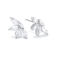 Orecchini a lobo in argento S925 con zirconi a forma di foglia taglio marquise - Tono Argento Con Zirconia Bianca