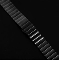 Sleek black stainless steel link bracelet watch band with brushed metallic finish - 22mm / Black