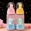 Luminous cartoon bear crystal ball desktop ornaments in pink, yellow, blue and green - 2537# (lights + Snowflakes)