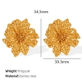 Golden flower earrings in stainless steel with dimensions and weight details - Gold Earrings (EH791G)