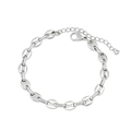 Bracciale chicco di caffè in acciaio inossidabile argento con chiusura a moschettone - Bracciale Naso di Maiale 6mm (CK1256) / Color Acciaio