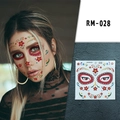 Tatouage temporaire visage RM-028 avec fleurs rouges pour Halloween et fête des morts - RM-028