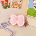 Sac bandoulière papillon en silicone rose pour filles avec sangle arc-en-ciel - Nœud / Rose
