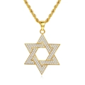 Collana con ciondolo Stella di David dorata con cristalli lucidi e catena a corda - Oro