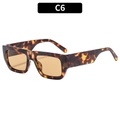 Retro rectangle sunglasses with thick tortoise shell frames and amber tinted lenses - Tortoiseshell Frame Tea Lens