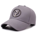 Cappellino da baseball hip-hop grigio moderno con logo circolare in metallo e cotone twill - Regolabile / Grigio