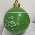 Inflatable green Christmas ball with Merry Christmas text and LED light decoration - Green Merry Christmas Print