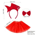 Red goldfish cosplay set with sequin tutu skirt, bow tie, and fish headband for kids - 3D Red Goldfish Headband + Bowtie + Red Star Tutu Skirt Set