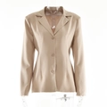 Blazer da donna beige aderente con revers classici e bottoni, perfetto per l'ufficio - S / Top Albicocca
