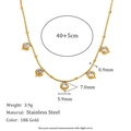18K gold plated stainless steel thin chain necklace with size and weight specifications - Star Element Pendant Style (Gold-16)