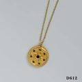 Vintage golden sunburst necklace with emerald green crystals and beaded edge, D612 model - Gold Necklace (Green Zirconia)
