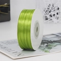 Single roll of grass green satin ribbon 3mm on white spool for gift wrapping decoration - One Roll 91 Meters Long / Army Green (95#)