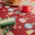 Camino de mesa navideño rojo con copos de nieve y bolas para decoración festiva - 35*180cm / Bola de Navidad Roja