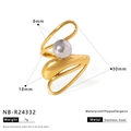 Two-tone stainless steel ring featuring golden bands and a silver grey bead detail - US 8