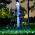 Cold white LED star waterfall lights for outdoor Christmas garden tree decoration - Star Solar Remote Control / Cold White