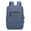 Navy blue USB charging travel backpack in durable fabric with breathable mesh straps - Blue