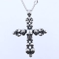 Edelstahl Anhänger im Gothic-Punk-Stil mit Totenkopf-Kreuz und Vintage-Box-Halskette - Totenkopf-Kreuz-Anhänger (Ohne Kette) (F0304)