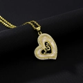 Elegant heart necklace with Mom lettering, shell inlay and zirconia border on black mesh - Style K (Heart Mom/Shell/Hollow Letter)
