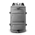 Gray cylindrical fitness bag with wet dry separation and adjustable straps for gym travel - Gray