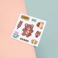 Cute cartoon bear and rabbit PVC stickers in pastel colors for water bottles - Bear with Heart