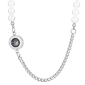 Collar de acero de titanio con perlas blancas y colgante de gema gris - Estilo de Gema Gris Oscuro (KN233655-Z)