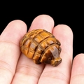 Miniature hand-carved tiger eye stone hedgehog figurine with golden brown finish - Tiger's Eye