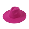 Classic bright rose red wide brim felt fedora hat with a teardrop crown for elegance - One Size / Rose Red