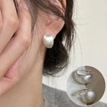 Minimalist silver teardrop earrings with brushed matte finish and secure clasp - Silver Brushed Matte Curved Teardrop Hoop Earrings(ED1985)