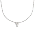 Collier minimaliste en acier inoxydable argenté avec un petit pendentif en lettre Y évidée - Lettre Y / Acier