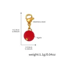 18k gold plated stainless steel lobster clasp with red agate bead charm accessory - Gold Round Red Agate Pendant (D151-1)