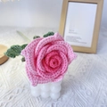Handmade crochet pink and white gradient rose flower bouquet for Valentine gift - Thai Rose Gradient Pink