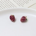 Miniature purple strawberry charms with gold accents for DIY jewelry making - 17#Grape (9*13mm)