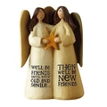 Resin friendship angel statue with gold wings and star for home desktop decor - Winged Angel (We'll be Friends)