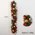 Luxuriöse 135cm Weihnachtsgirlande mit rot-goldenen Kugeln, Zapfen und LED-Lichtern - Gold-Rot PE Blatt Hybrid Dekorative Girlande (Mit Licht)