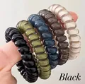 Elastic spiral telephone wire hair ties set in assorted translucent colors for ponytail - Black