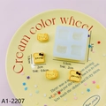Detail view of mini cat toast resin pieces inside a white 4-hole square silicone mold - Mini Food Play Mold A1-2207