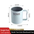 Minimalist light blue plastic mouthwash cup with vertical stripes and handle - Single (Light Blue)
