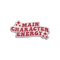 Κόκκινη καρφίτσα σμάλτου με σύνθημα Main Character Energy και ασημί άκρη σε λευκό φόντο - Κόκκινο Στυλ Main Character Energy (QHXZ354)