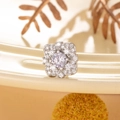 Titanium steel screw-back flower stud earring with purple zircon and pave crystal stones - Purple Zirconia (Single Piece)